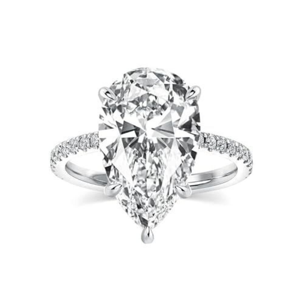 RODIFFY 5.0CT Elongated Pear Shaped Engagement Ring,Hidden Halo Simulated Diamo